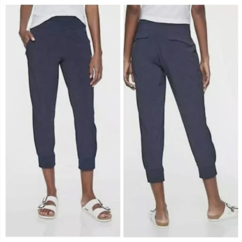 Athleta Soho Jogger Women's 10 Tall Navy Blue Travel Athleisure